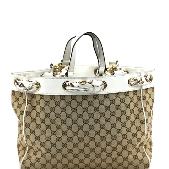 Gucci Monogram White and Gold Scarf Bag - Picture 4 of 11